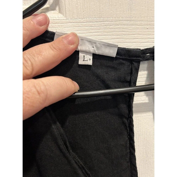 Bryn Walker 100% LINEN JUMPSUIT Size Large Cinched Waist Short Sleeve Black‎ - Picture 7 of 8